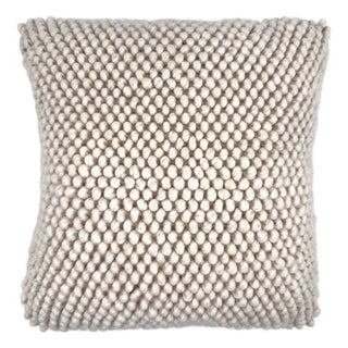 Handwoven Ivory Wool Pebble Texture Pillow Cover 20x20 - Handcrafted in India For Sale