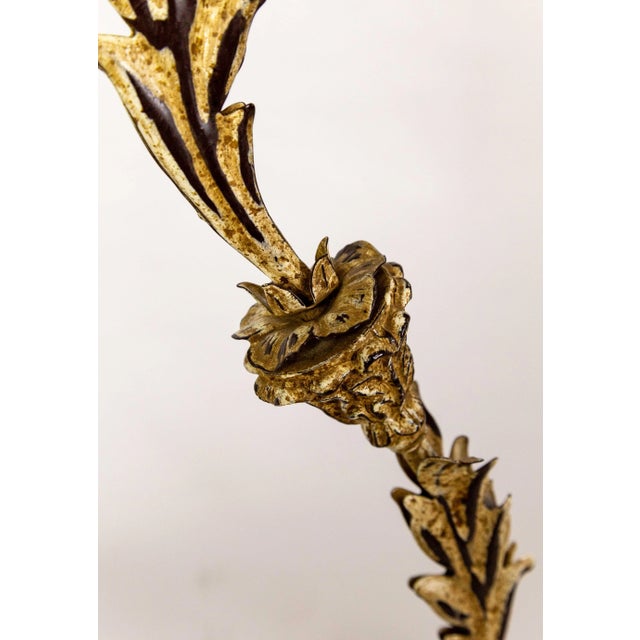 1970s Tall Curved Metal Foliate Lamps - Pair For Sale - Image 12 of 12