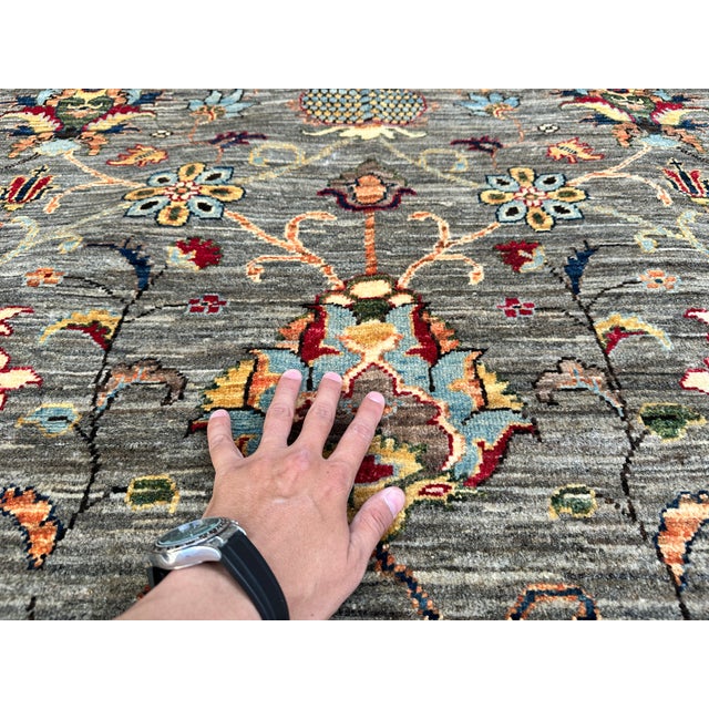 Gray Hand-Knotted Afghan Sultanabad Chobi Wool Area Rug - 8'2" X 11'2" For Sale - Image 8 of 14