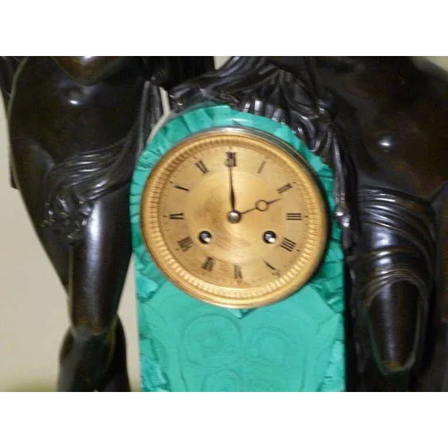 Metal Circa 1828 Tycoon's Russian Empire French Movement Gilt Bronze Malachite Clock For Sale - Image 7 of 8