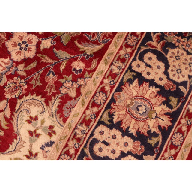 Art Nouveau Medallion 1990's Pak-Persian Red/Blue Wool Rug - 6'0'' X 9'3'' For Sale - Image 4 of 9