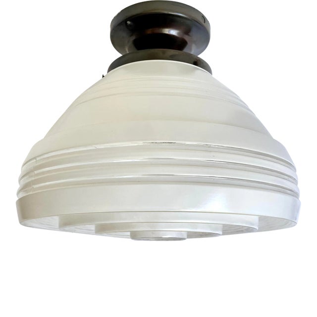 1950's Art Deco Frosted Semi-Flush Pendant Light For Sale