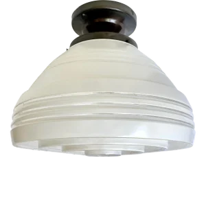 1950's Art Deco Frosted Semi-Flush Pendant Light
