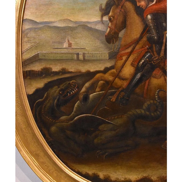 Follower of Raffaello Sanzio, Saint George & the Dragon, 1700, Oil on Canvas, Framed For Sale - Image 14 of 17