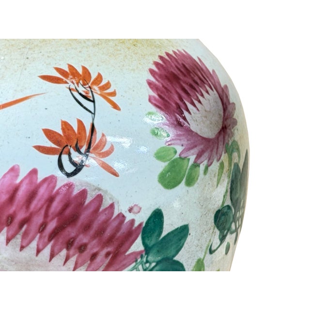 Ceramic Vintage Chinese Famille Rose Bird & Peony Porcelain Jar Vase For Sale - Image 7 of 16