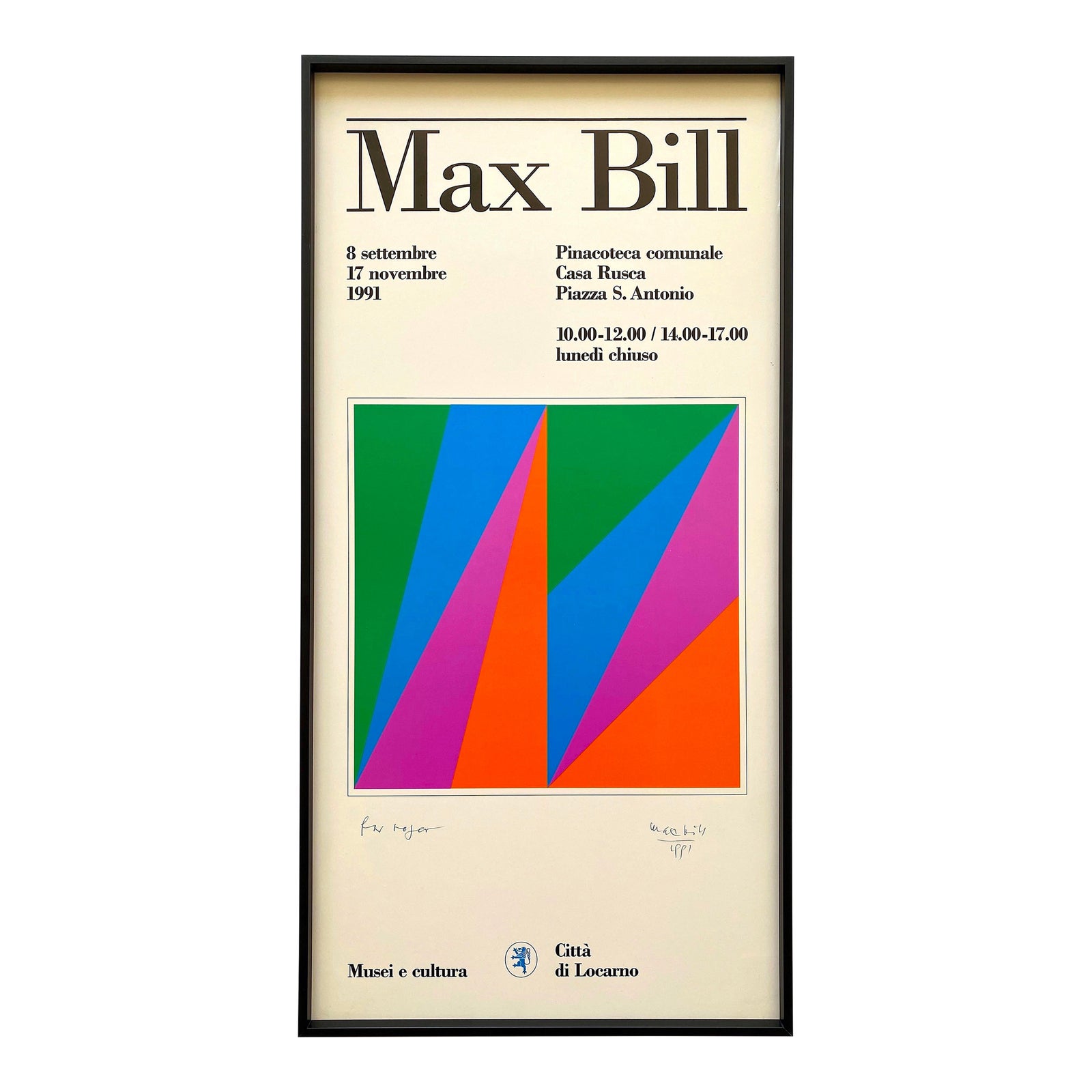 アート・デザイン・音楽 ( Max Bill )  /  Minimal Tradition Max Bill Vintage 1991 Serigraph Print Hand Signed Framed