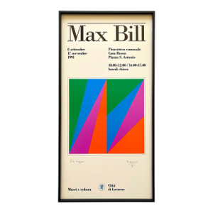 Max Bill Vintage 1991 Serigraph Print Hand Signed Framed Modernist Exhibition Poster