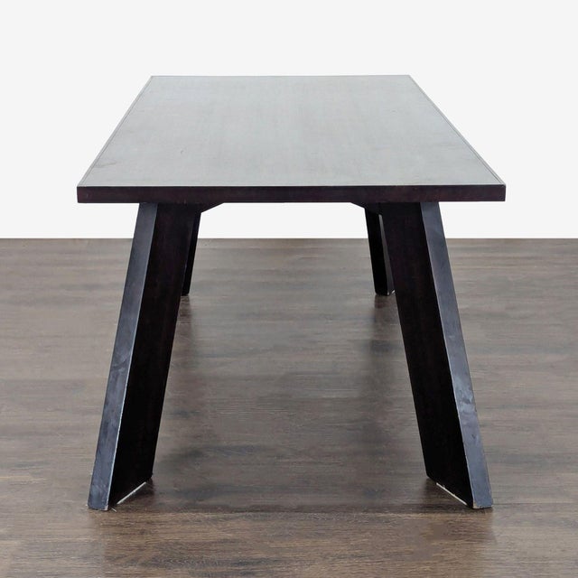 Modern 7-Piece Dark Wood Dining Set With Geometric Table and Chairs For Sale In San Francisco - Image 6 of 12