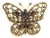 Vintage Garnet 14k Yellow Gold Filigree Butterfly Brooch For Sale