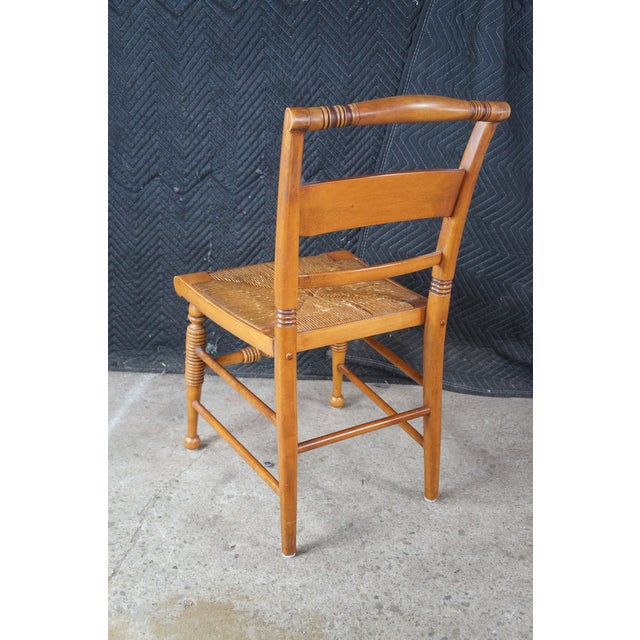 Wood Early 20th Century 6 Rike-Kumler Early American Maple Rush Seat Country Farmhouse Dining Chairs For Sale - Image 7 of 14