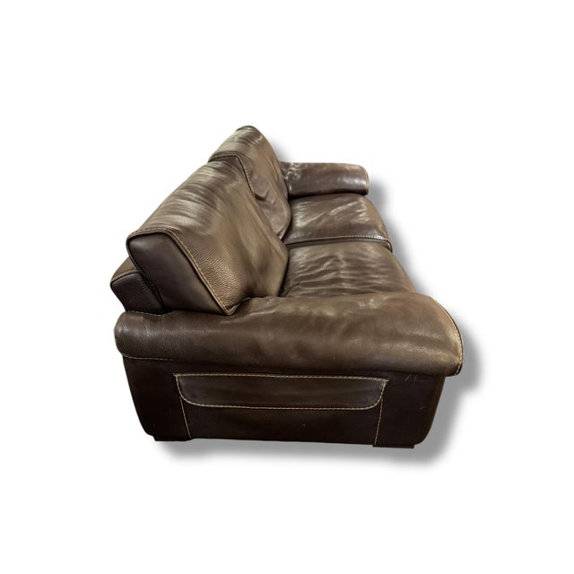 Modern Roche Bobois Leather Couch For Sale - Image 3 of 6