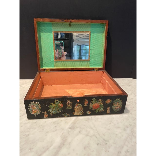 Antique Wood Decoupage Box Chairish