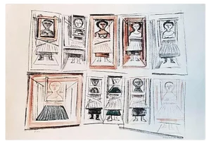 Donne ai Telai (Women Weaving) - Original Lithograph by M. Campigli - 1952 1952