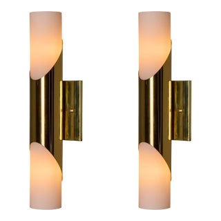 1960s Neuhaus Leuchten Glass and Brass Sconces by Rolf Krueger - a Pair For Sale