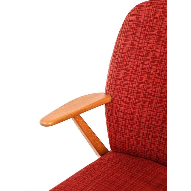 1950s Scandinavian Armchair in Red Wool Upholstery, 1950s For Sale - Image 5 of 10