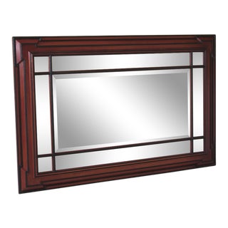 1990s Vintage Beveled Glass Mahogany Mirror For Sale