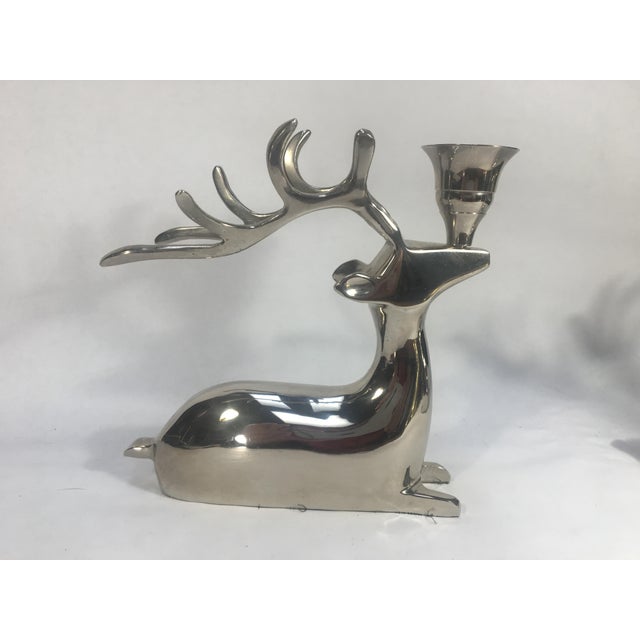 Pottery Barn Style High Polished Seated Reindeer Candle Holders