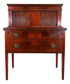 Antique Mahogany Federal Style Tambour Secretary