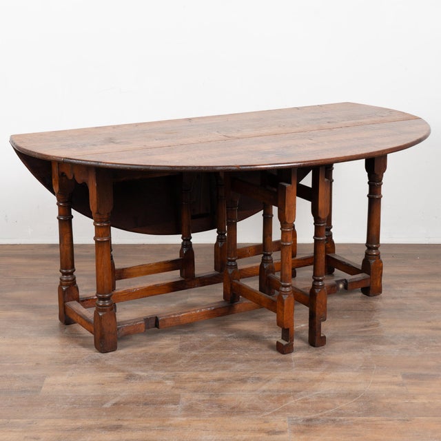 Victorian 20th Century English Oak Drop-Leaf Gateleg Wake Table For Sale - Image 3 of 14