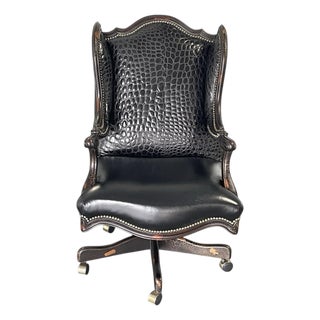 Crocodile Embossed Leather Office Chair by Old Hickory Tannery For Sale