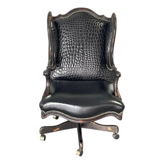 Old Hickory Tannery Crocodile Embossed Leather Office Chair For Sale