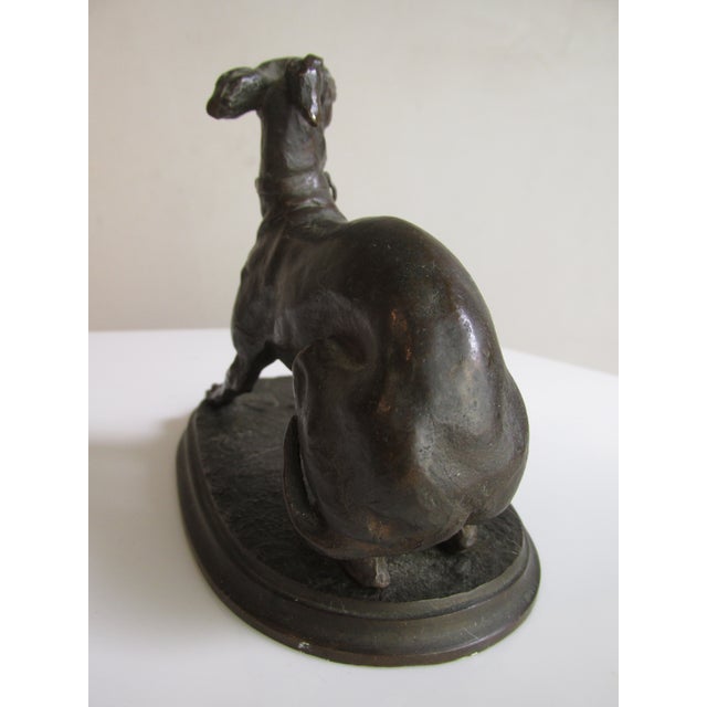 Pierre Jules Mêne Antique French Bronze Depicting a Standing Whippet For Sale - Image 4 of 11