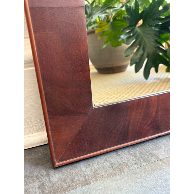 Antique Handmade Mirror With Flame Mahogany Veneer For Sale - Image 4 of 7