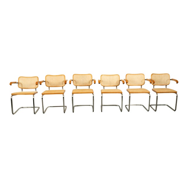 1973 Mid Century Modern Knoll International Marcel Breuer Cesca Chairs- Set of 6 For Sale - Image 9 of 12
