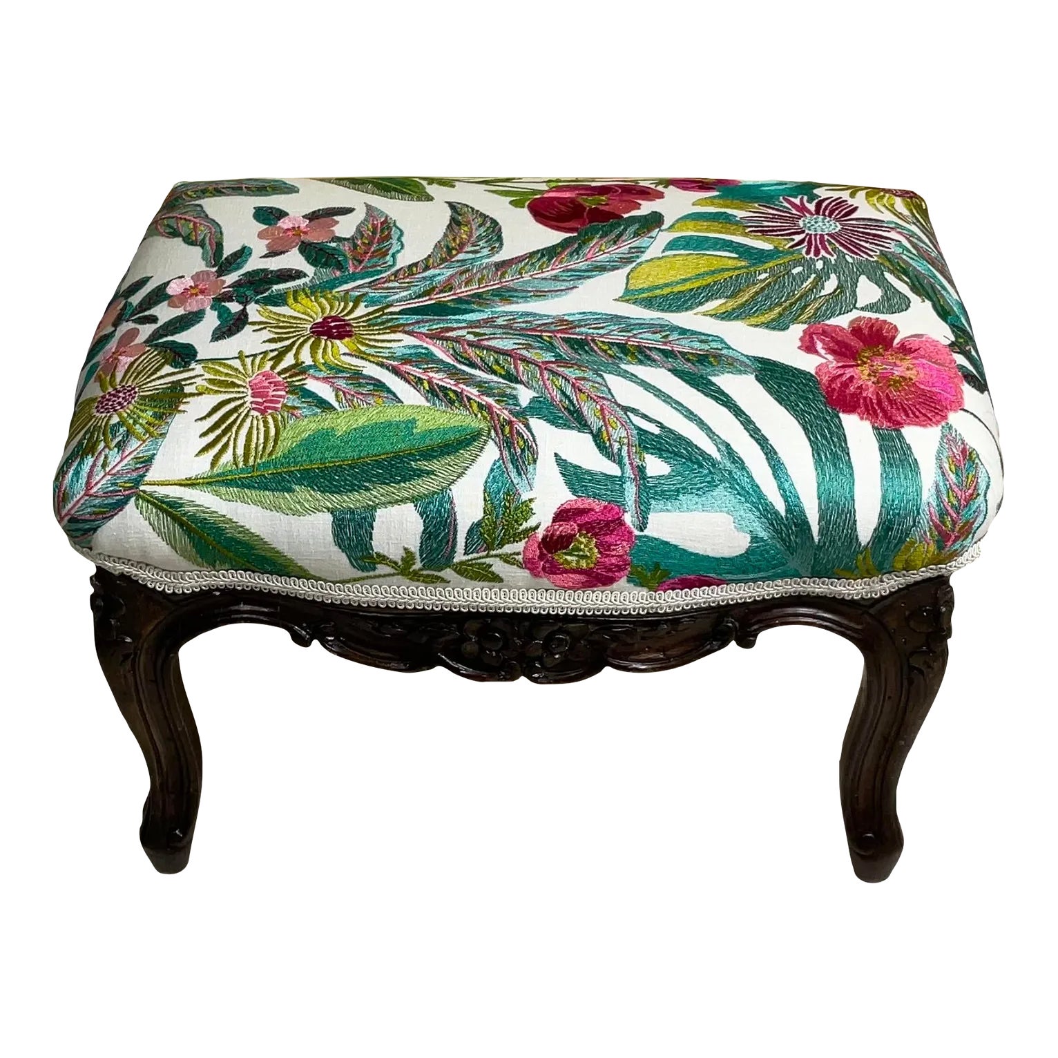 Antique Hand Carved Foot Stool | Chairish