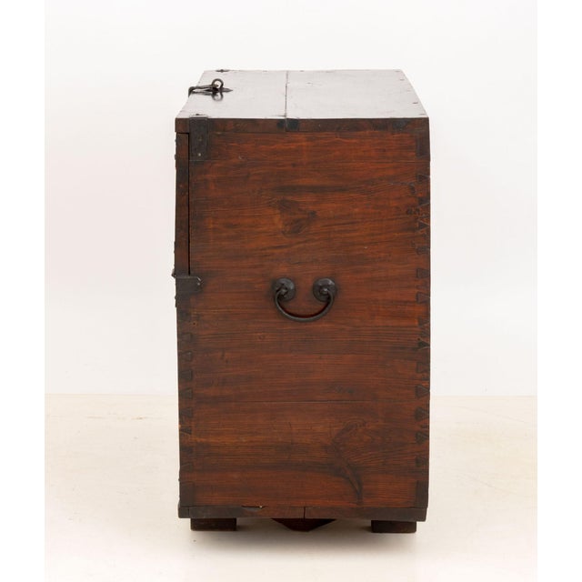 Brown Korean Iron Mounted Hardwood Chest For Sale - Image 8 of 9