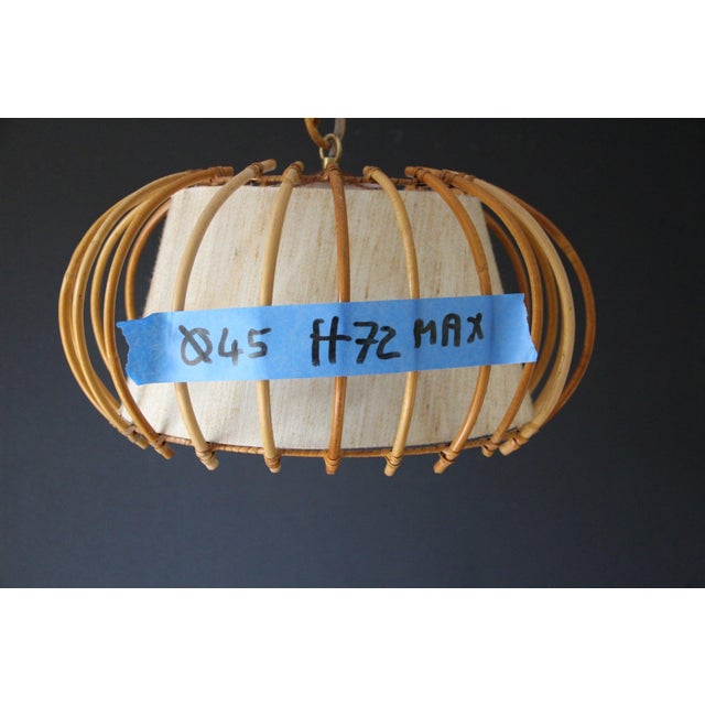 Vintage Rattan Pendant Light in Hand-Woven Wicker by Louis Sognot, 1950s For Sale - Image 16 of 17