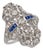 1930s Art Deco Diamond Sapphire Platinum Ring, Size 6.5 For Sale