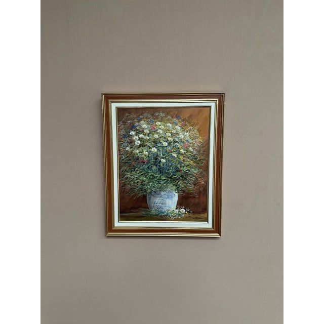 Jan Rhodin, Summer Flowers in a Pot, 1950s, Oil on Panel, Framed For Sale - Image 6 of 17