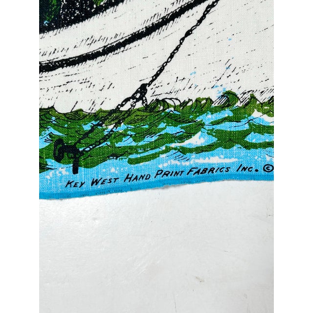 Vintage Key West Hand-Printed Linen Towel – Suzie Zuzek Shrimp Boat Coastal Nautical 1960s For Sale - Image 9 of 10