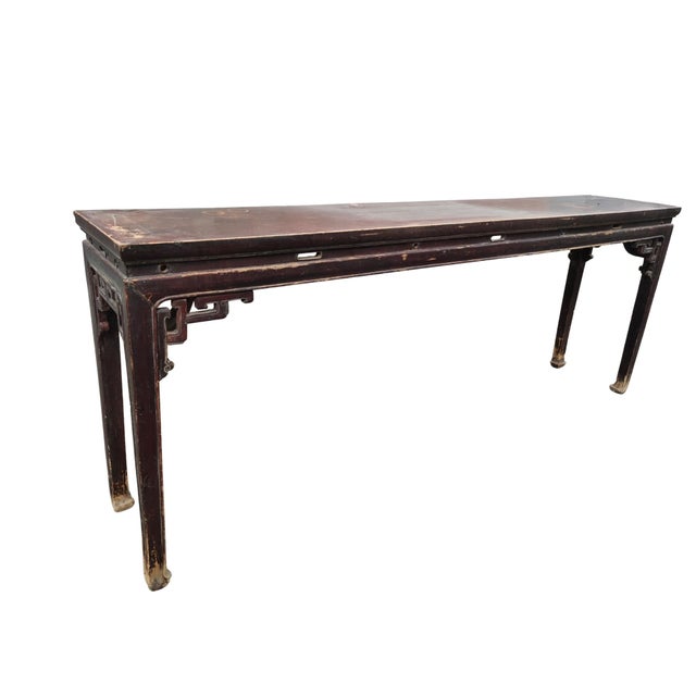 Early 19th Century Early 19th Century Chinese Elm Console Table With Carved Spandrels For Sale - Image 5 of 9