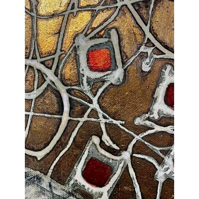 Contemporary Andrea Stella "The Cart of Dreams" Large Gold Leaf Oil Mixed Media Abstract Painting, Italian Contemporary Art, 2010s For Sale - Image 3 of 7