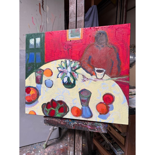 Title: Morning Coffee & Tulips Dimensions: 20” x 24” Medium: Oil on Canvas Description: This original oil painting...