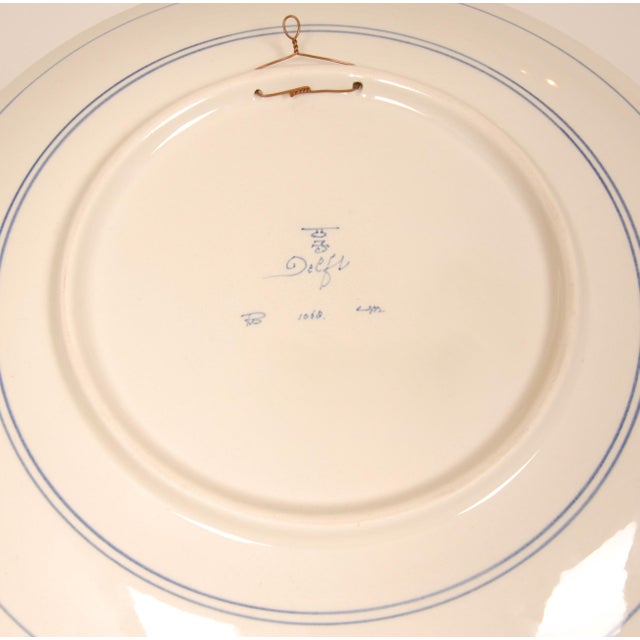 Large Blue and White Wall Plate with Handpainted Seascape after Mesdag from Royal Delft, 1960s For Sale - Image 9 of 12