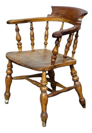 Victorian Smokers Bow Fireside Chair in Light Oak