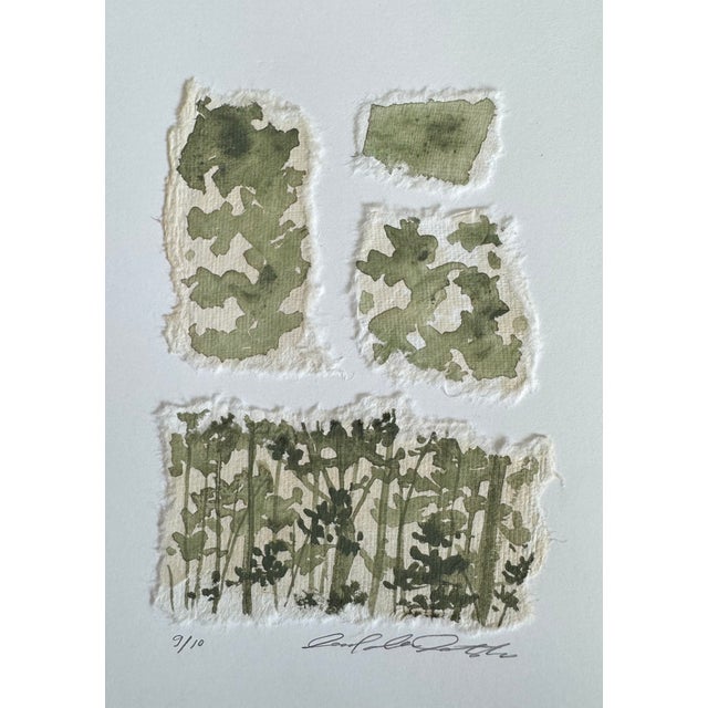 Fragments of watercolor tree studies arranged by the artist on white paper, signed on recto, matted in black, and framed...