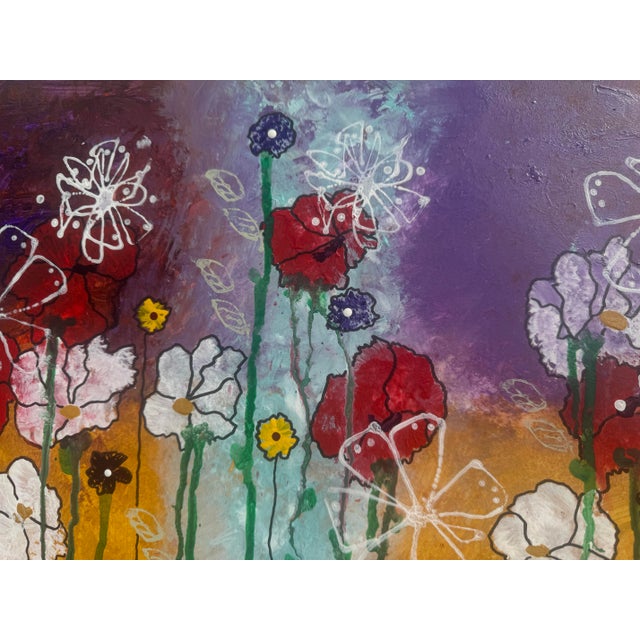 Abstract Jude Kirby Original Mixed Media Abstract Floral For Sale - Image 3 of 4