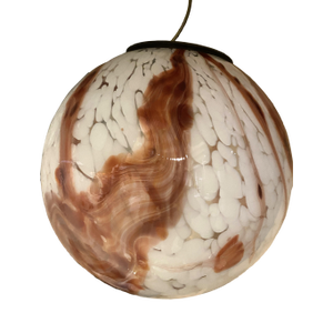 Contemporary Milky-White Spot With Brown Sphere Pendant in Murano Glass