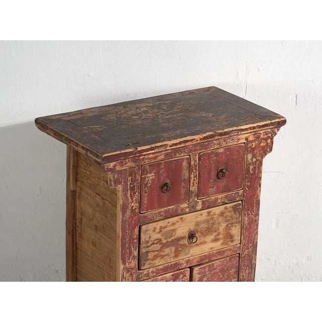Antique Oriental Cabinet with Red Patina, 1900 For Sale - Image 3 of 18