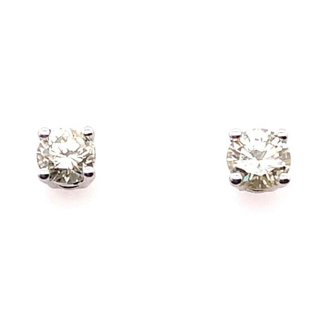 Contemporary 14 Karat White Gold and Round Diamond Stud Earrings Screw Back For Sale - Image 3 of 9