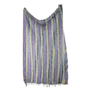 Handmade Lavender Afghan Lap Blanket Knit Pastel Spring Multicolor 68 X48"