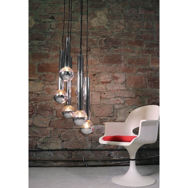 Motoko Ishii Chrome & Glass Cascading Light by Motoko Ishii for Staff, 1970s For Sale - Image 4 of 11