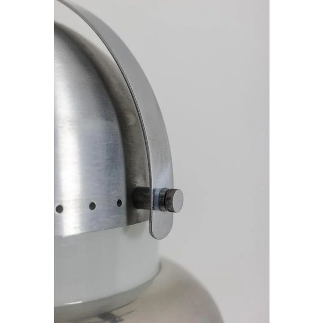 Silver Industrial Style Pendant Light in Brushed and Opaline Metal, 1970s For Sale - Image 8 of 13