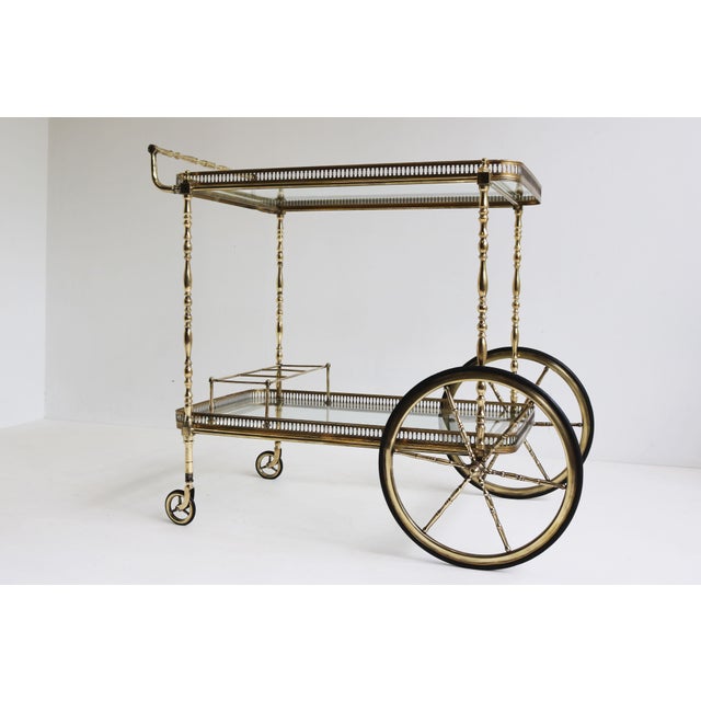 Gold French Brass Bar Cart from Maison Baguès, 1950s For Sale - Image 8 of 12