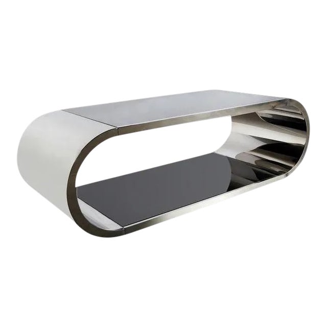 Modern Pia Glass & Silver Steel Coffee Table For Sale