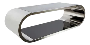 Modern Pia Glass & Silver Steel Coffee Table